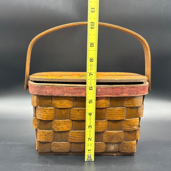 Vintage Basket Purse Frog Mushroom 1970s Decoupage Handbag Kitschy Top Handle - Picture 14 of 16